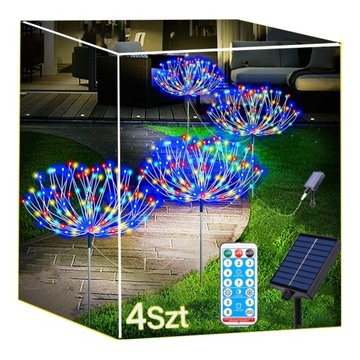 4Szt LAMPKI OGRODOWE SOLARNE DMUCHAWIEC DRZEWKO FAJERWERKI OZDOBA 480 LED