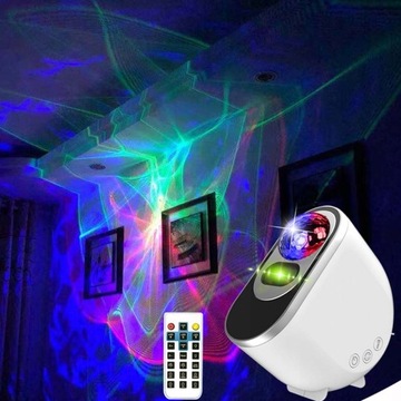 PROJEKTOR GWIAZD GALAXY LED NOCNE ŚWIATŁO GWIEŹDZISTE NIEBO MUZYK BLUETOOTH