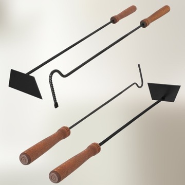 ZESTAW DO PIECA KOMINKA KOTŁA DO CZYSZCZENIA KOMINA WYGARNIACZ POGRZEBACZ