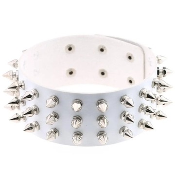 Hot Punk Rock Vintage Spike Rivets Wide Black Rose PU Leather Torques