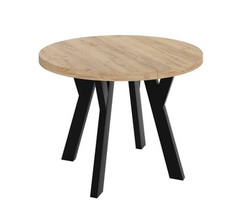Stół okrągły loft Ø 110cm Dąb Kraft Złoty