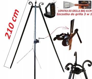 GRILL TRÓJNÓG 210 CM OGNISKO OGNISKOWY MOCNY 9,5KG