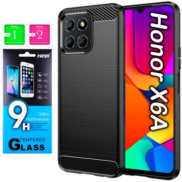 Etui CARBON Case OBUDOWA Plecki Pokrowiec + SZKŁO do Honor X6A