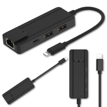 HUB Lightning 2x USB 2.0 oraz Ethernet RJ45