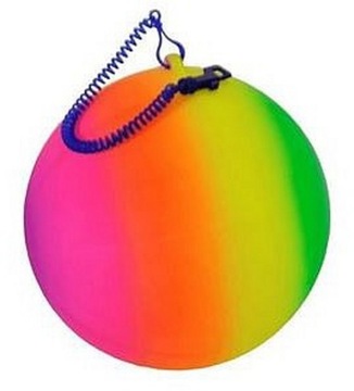PIŁKA TĘCZOWA GUMOWA 21 CM NA SPRĘŻYNIE PLAŻOWA