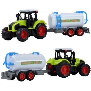 TRAKTOR CIĄGNIK ROLNICZY Z BECZKĄ NA PRZYCZEPIE ZESTAW FARMER MASZYNA