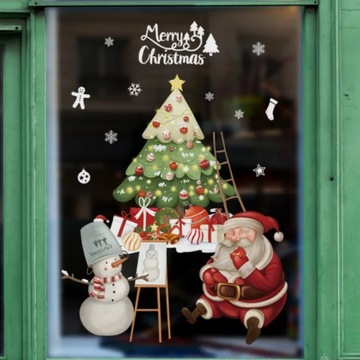 Рождественские наклейки на оконных украшениях с Санта -Клаусом