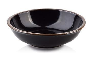 CZARNA PORCELANOWA MISKA DO ZUPY ZDOBIONA 500ML