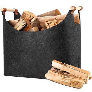 DUŻY KOSZ FILCOWY NA DREWNO OPAŁOWE kominkowe KOMINKA uchwyt torba