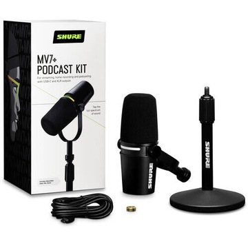 Shure MV7+BNDL mikrofon dynamiczny na XLR USB-C do podcastów ze statywem