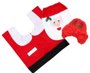 РОЖДЕСТВЕНСКИЙ НАБОР ДЛЯ ВАННОЙ КОВЕР SANTA ПОКРЫТИЕ НА СИДЕНЬЕ ДЛЯ УНИТАЗА
