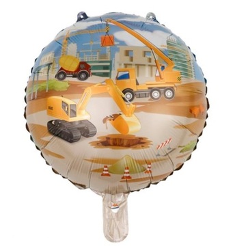 Balon foliowy POJAZDY BUDOWLANE koparka dźwig 45cm