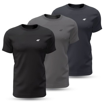 KOSZULKA MĘSKA 4F T-SHIRT BAWEŁNIANY SPORTOWY ZESTAW 3PAK LIMITOWANA