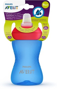 PHILIPS AVENT ANTYPOŚLIZGOWY PROFILOWANY KUBEK MIĘKKI USTNIK 300ML 9M+ BLUE