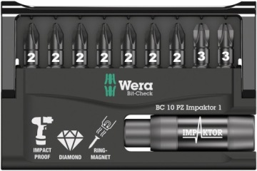 Набор бит WERA Bit-Check 10 PZ Impaktor из 10 предметов