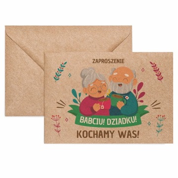 DZIEŃ BABCI I DZIADKA KOPERTA KOCHAMY WAS ZAPROSZENIE LAURKA DLA DZIADKÓW