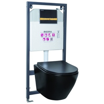 ZESTAW MISA WC RIMLESS CZARNA MAT STELAŻ PRZYCISK