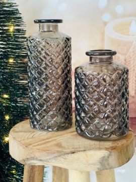 НАБОР 2 Х СЕРАЯ СТЕКЛЯННАЯ ВАЗА