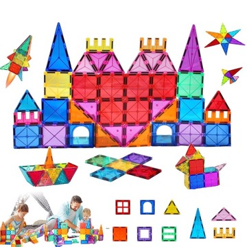 Klocki Magnetyczne Konstrukcyjne Montessori Zabawki DIY 34szt + Pudełko