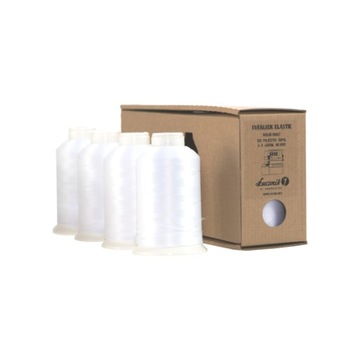 4 szpule nici overlockowe Elastic - Białe