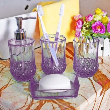 4Pcs Toothbrush Holder Apartment Essentials Lotion Dispenser Purple