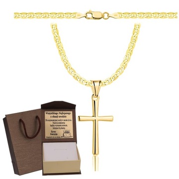 ZŁOTY PEŁNY ŁAŃCUSZEK GUCCI Z KRZYŻYKIEM PR. 925 585 + GRAWER GRATIS