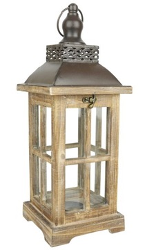 Lampion drewniany duży 45 cm Świecznik XXL Latarnia