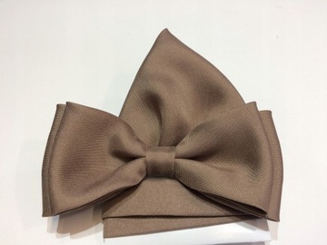 СВЕТЛО-КОРИЧНЕВЫЙ ГАЛСТУК-БАБОЧКА, БЕЖЕВЫЙ ГАЛСТУК-БАБОЧКА С КАРМАНОМ-ТРУБКОЙ