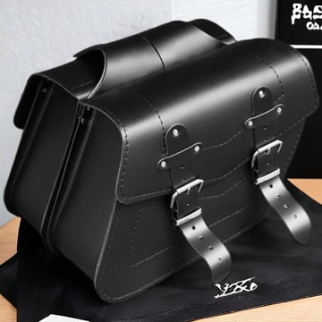 Мотоциклетные кожаные боковые сумки черные 9л