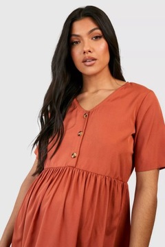 BOOHOO АТЛАСНОЕ ПЛАТЬЕ ДО КОЛЕНА, КОРИЧНЕВОЕ, S 36