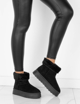 ЧЕРНЫЕ СНЕЖНЫЕ БОТИНКИ НА ТЕПЛОЙ ПЛАТФОРМЕ 41