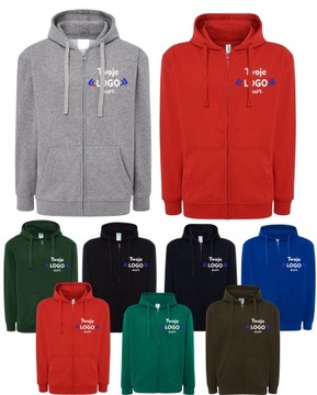 BLUZA Z KAPTUREM ROZPINANA Z LOGO HAFT NADRUK x10