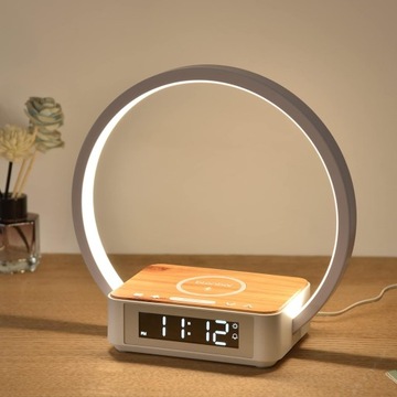 Blonbar Lampka nocna LED ładowarka indukcyjna sterowanie dotykiem budzik ze