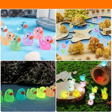 100x MINI KOLOROWE KACZUSZKI KACZKI FLUORESCENCYJNE ŚWIECĄCE W CIEMNOŚCI