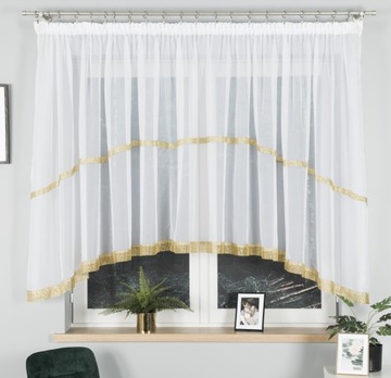 БЕЛАЯ ШТОРА ГОТОВАЯ ВУАЛЬНАЯ ЛЕНТА ЦИРКОНИЙ БРИЛЛИАНТЫ ГОТОВАЯ ШТОРА 400 x 150