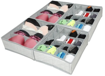 ZESTAW 4 ORGANIZERÓW BIELIZNĘ KRAWATY DO SZUFLADY