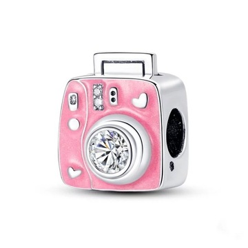 Charms RÓŻOWY APARAT FOTOGRAFICZNY zawieszka S925