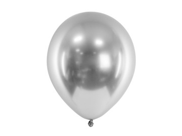 Balony chromowane na urodziny wesele KOMUNIA srebrne glossy 30cm 10szt