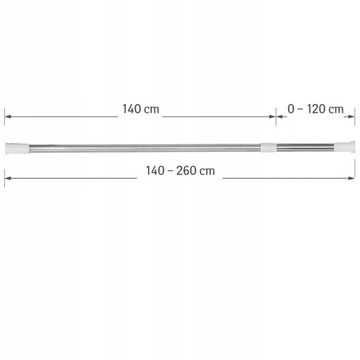 ВЫДВИЖНАЯ КАРДИНА ДЛЯ ОДЕЖДЫ КАРДИНА ДЛЯ ШТОР ДИАМЕТРОМ 70-120 СМ. 20мм СЕРЕБРО