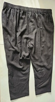 Брюки «Павлины» черные льняные на резинке 48