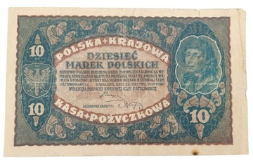 Stary Banknot kolekcjonerski 10 marek Polskich 1919 Polska