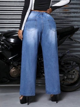 Shein proste szerokie spodnie z dziurami 0XL