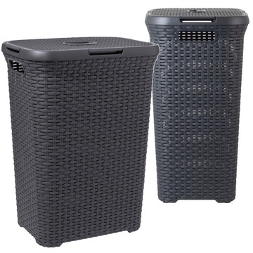 KOSZ NA PRANIE BIELIZNĘ 60L CURVER CIEMNY SZARY
