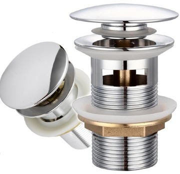 ПРОБКА CLICK CLACK ДЛЯ РАКОВИНЫ С ПЕРЕЛИВОМ, ЛАТУНЬ ПРОБКА CLICK CLACK ХРОМ