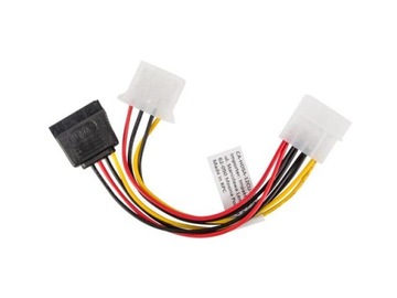Molex (M) -> 2x SATA (F) кабель питания 0,15 м