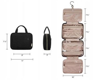 Дорожная косметичка, вместительная подвесная сумка, розовая.