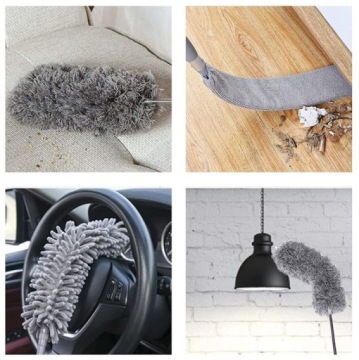 Телескопическая щетка для уборки пыли и паутины 3 сменных насадки 4 в 1