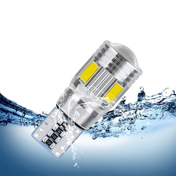 СВЕТОДИОДНАЯ ЛАМПОЧКА 6 SMD 5630 W5W T10 ЛИНЗА CANBUS x10