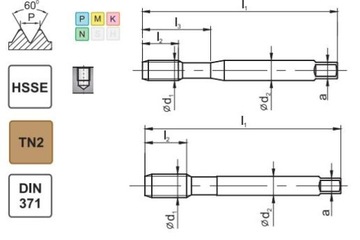 Gwintownik maszynowy UNC No4-40 DIN 371-C R40 -2B T2 800X(HSSE TN2) FANAR