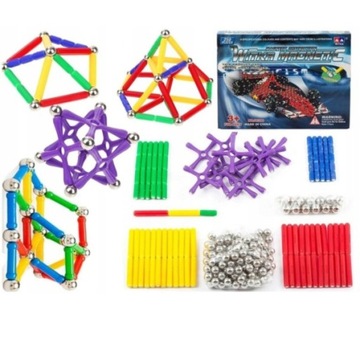 МАГНИТНЫЕ БЛОКИ ШАРИКИ СТРУКТУРНЫЕ СТОЙКИ XXL НАБОР 250 ЭЛЕМЕНТОВ